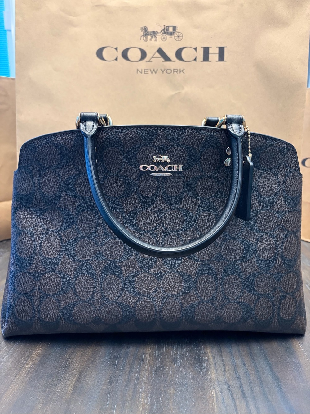 Coach Lillie Carryall in Dark Brown Signature Canvas